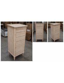 Cassettiera classica 7 cassetti legno grezzo 49x37x106 (1113)