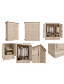 Armadio classico 3 porte 3 cassetti legno grezzo 182X61X221 (611)