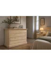 Cassettiera classica 4 cassetti legno grezzo 150x57x97 (417)