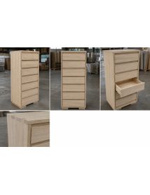Cassettiera Classica 7 Cassetti In Legno massello Grezzo 70x45x137 (3222)