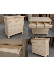 Cassettiera classica 6 cassetti legno grezzo 90x45x88 (708)