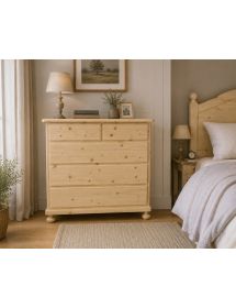 Cassettiera classica 5 cassetti legno massello di abete grezzo 118x52x99 (306)