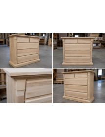 Cassettiera classica 5 cassetti legno grezzo 135x55x110 (415)
