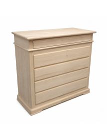 Cassettiera classica 5 cassetti legno grezzo 127x52x117 (3000)