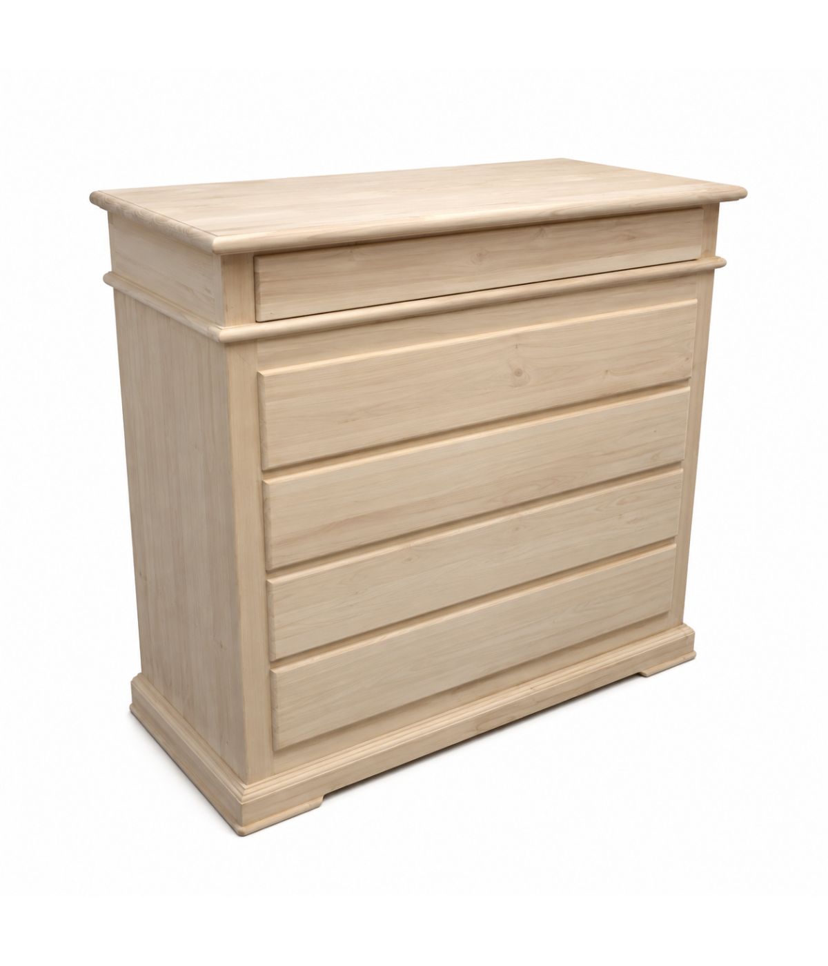 Cassettiera classica 5 cassetti legno grezzo 127x52x117 (3000)