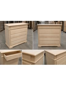 Cassettiera classica 5 cassetti legno grezzo 127x52x117 (3000)
