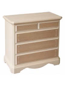 Cassettiera classica 5 cassetti intarsi legno grezzo 90x45x84 (267)