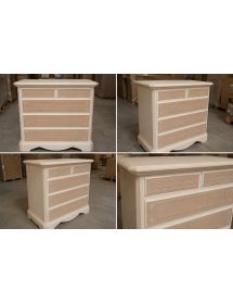 Cassettiera classica 5 cassetti intarsi legno grezzo 90x45x84 (267)
