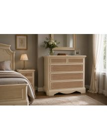 Cassettiera classica 5 cassetti intarsi legno grezzo 90x45x84 (267)