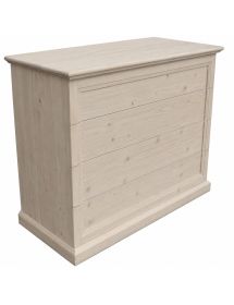 Cassettiera classica 4 cassetti legno massello abete grezzo 116x53x98 (3358)