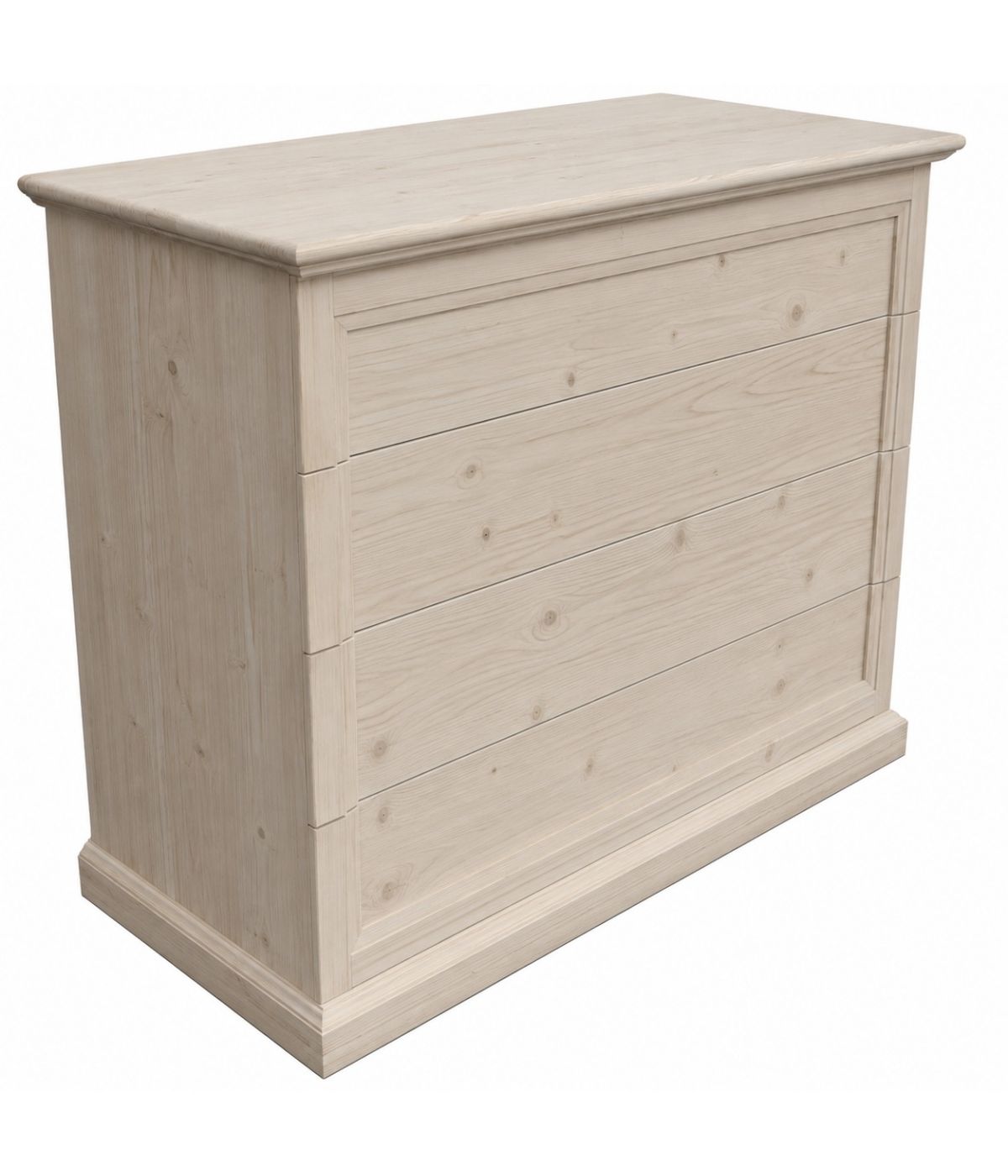 Cassettiera classica 4 cassetti legno massello abete grezzo 116x53x98 (3358)