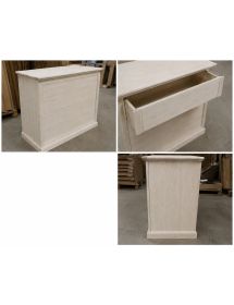 Cassettiera classica 4 cassetti legno massello abete grezzo 116x53x...