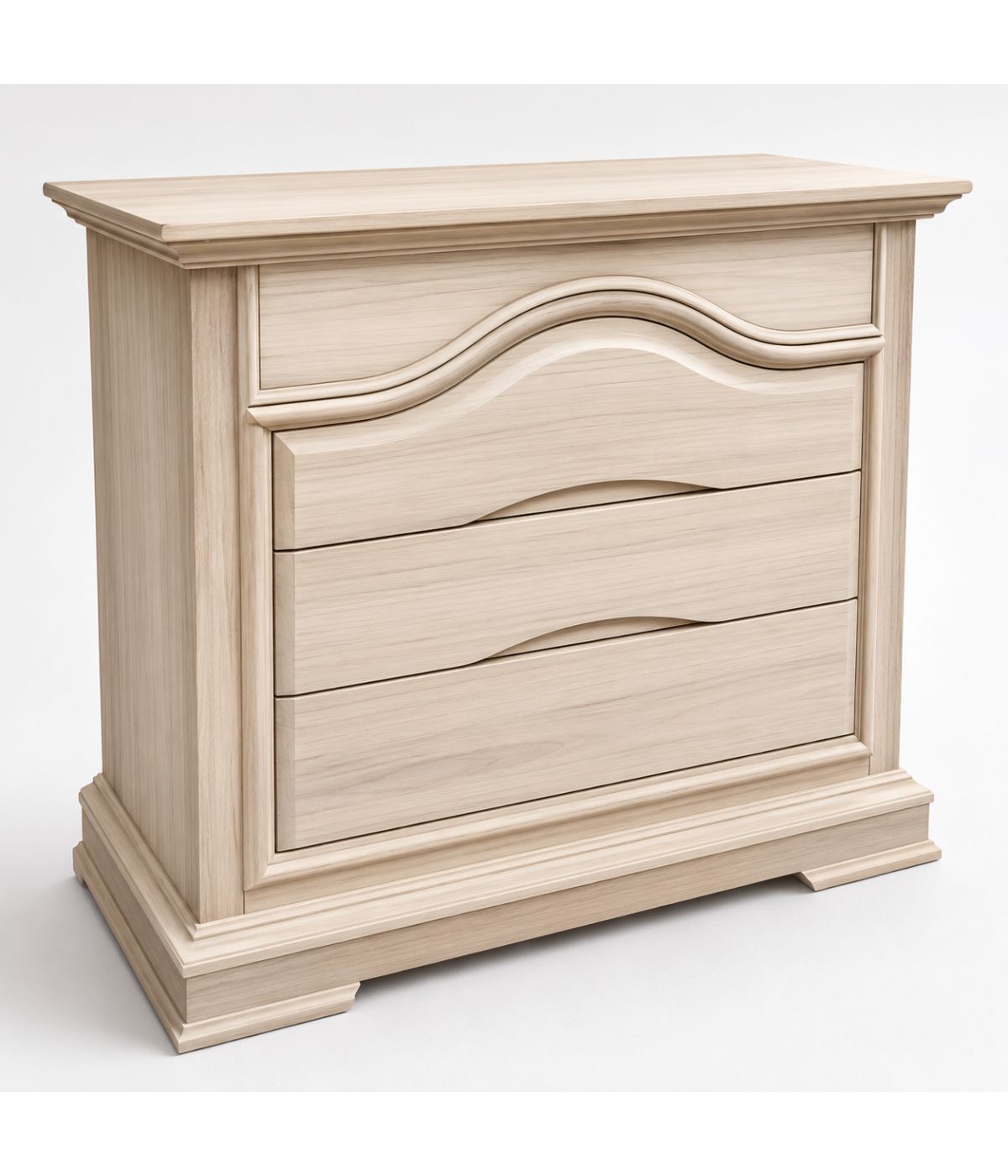 Cassettiera classica 4 cassetti legno grezzo 125x52x99 (495)