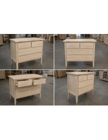 Cassettiera classica 4 cassetti legno grezzo 110x51x90 (1111)