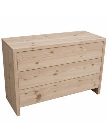 Cassettiera classica 3 cassetti legno massello abete grezzo 120x50x80 (3317)