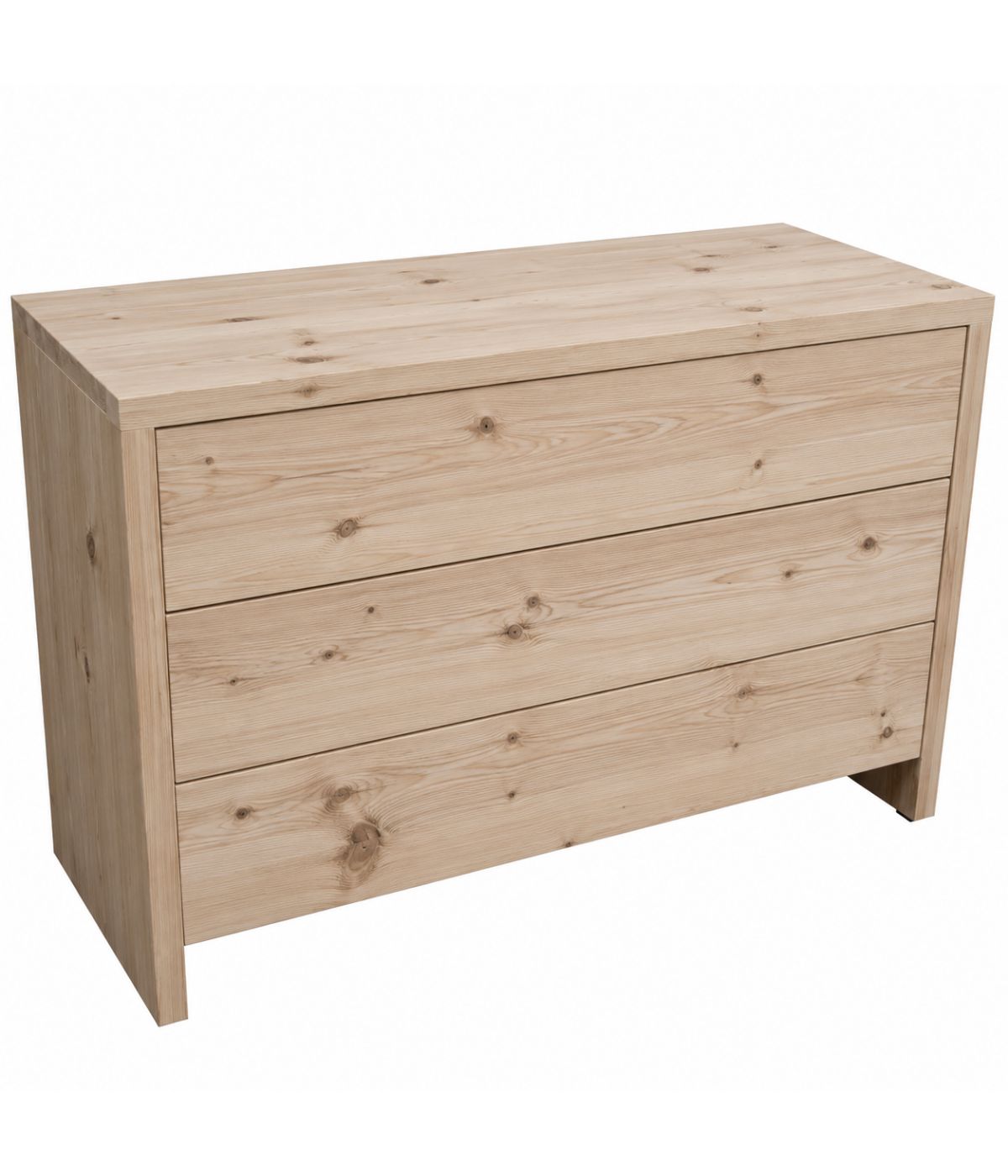 Cassettiera classica 3 cassetti legno massello abete grezzo 120x50x80 (3317)
