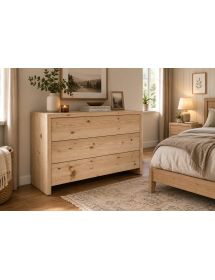 Cassettiera classica 3 cassetti legno massello abete grezzo 120x50x80 (3317)