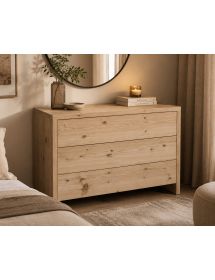Cassettiera classica 3 cassetti legno massello abete grezzo 120x50x80 (3317)
