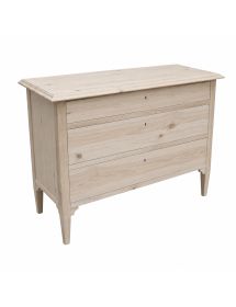 Cassettiera classica 3 cassetti legno grezzo 123x56x92 (809)