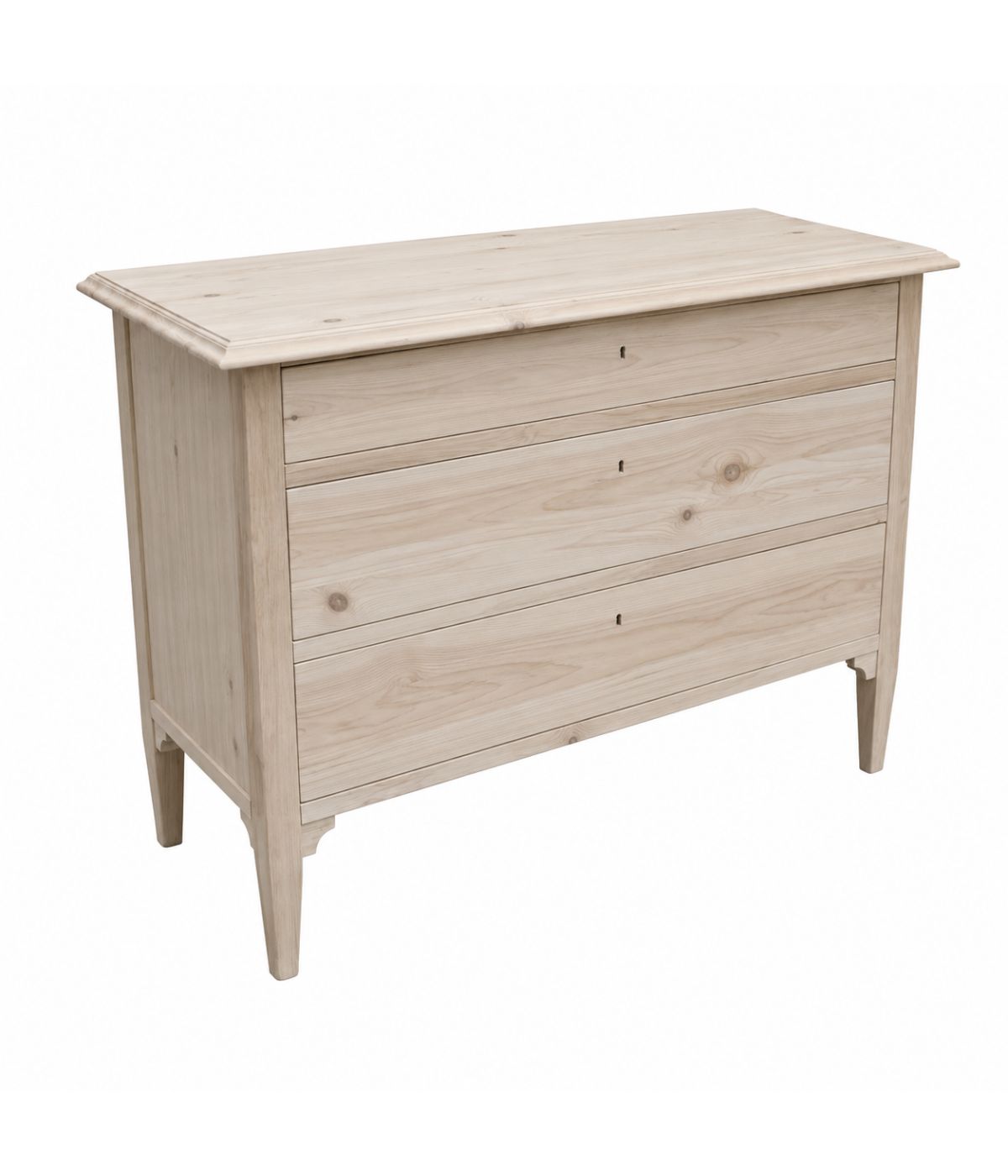 Cassettiera classica 3 cassetti legno grezzo 123x56x92 (809)