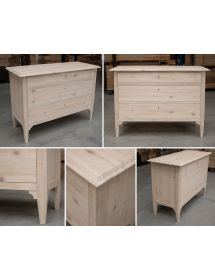 Cassettiera classica 3 cassetti legno grezzo 123x56x92 (809)