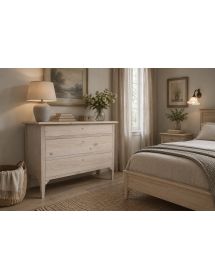 Cassettiera classica 3 cassetti legno grezzo 123x56x92 (809)