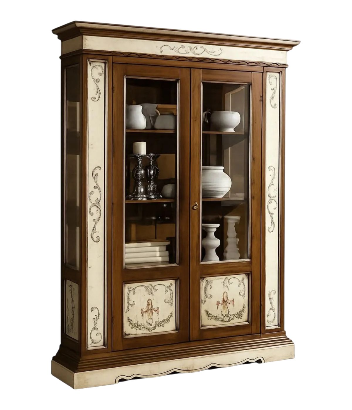 VETRINA 2 PORTE ARTE POVERA LEGNO DIPINTO/BASSANO 145X48X212