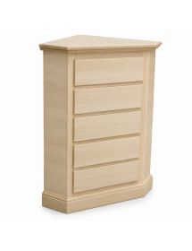 Cassettiera ad angolo classica 5 cassetti legno grezzo 54x54x100 (5008)