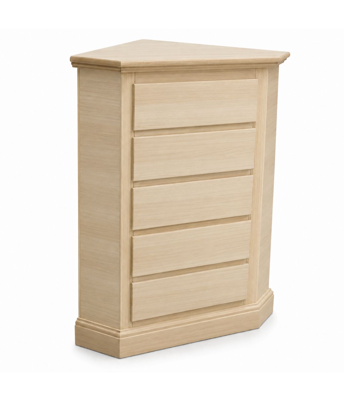Cassettiera ad angolo classica 5 cassetti legno grezzo 54x54x100 (5008)