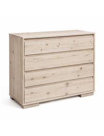 Cassettiera 4 cassetti ammortizzati legno massello grezzo 128x53x100