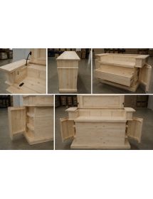 Cassettiera 7 cassetti classica con ribalta legno massello grezzo 126x53x98 (530)