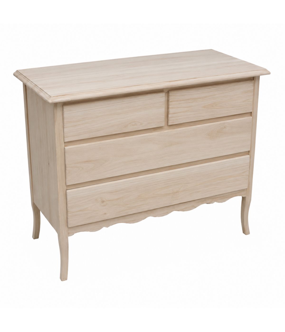 CASSETTIERA IN LEGNO 4 CASSETTI GREZZO L.112 P.52 H.91 (3021)