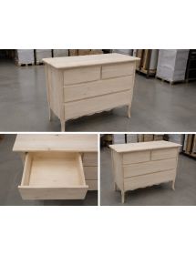 CASSETTIERA IN LEGNO 4 CASSETTI GREZZO L.112 P.52 H.91 (3021)