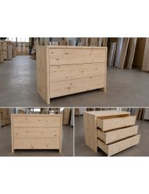 CASSETTIERA CORTINA 3 CASSETTI LEGNO MASSELLO ABETE 120x50x80 (3317)