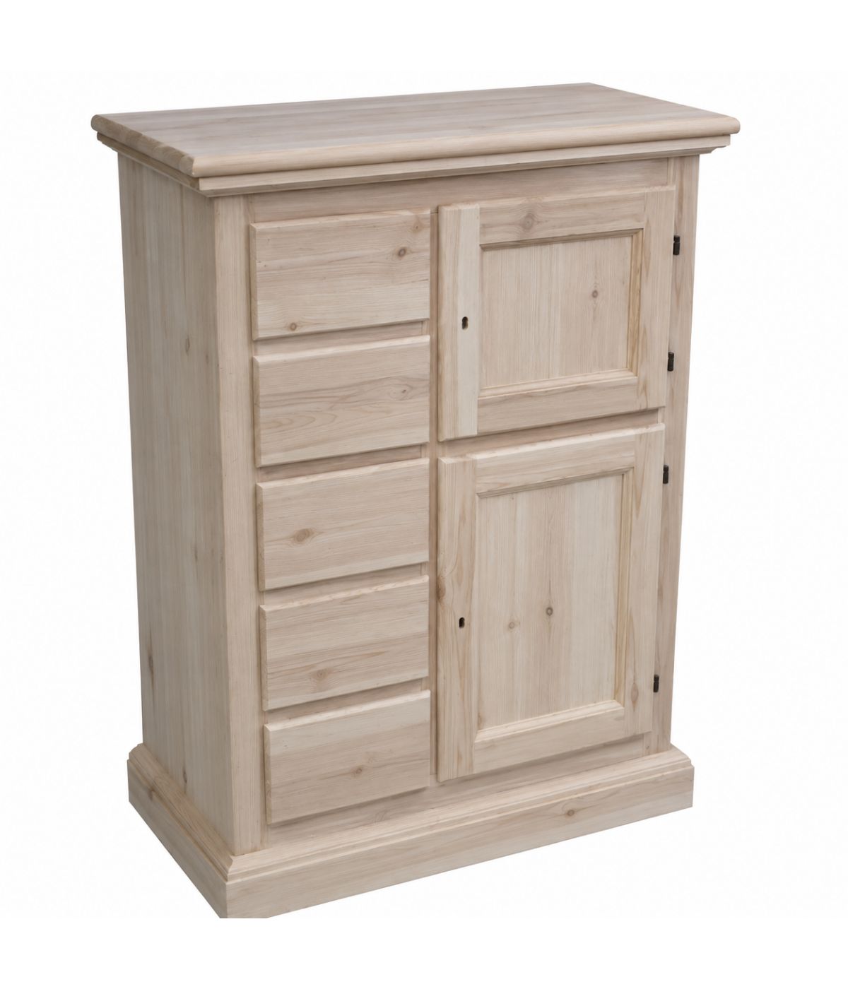 Credenza dispensa 2 porte 5 cassetti Legno grezzo 75x40x100 (5000)