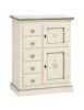 Credenza dispensa 2 porte 5 cassetti shabby bianco patinato decori 75x40x100 (1329)
