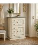 Credenza dispensa 2 porte 5 cassetti shabby bianco patinato decori 75x40x100 (1329)