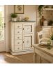 Credenza dispensa 2 porte 5 cassetti shabby bianco patinato decori 75x40x100 (1329)