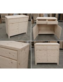 Credenza 2 porte 2 cassetti Legno massello di abete grezzo 104x50x95 (3312)