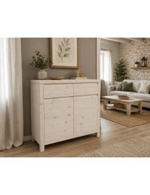 Credenza 2 porte 2 cassetti Legno massello di abete grezzo 104x50x95 (3312)