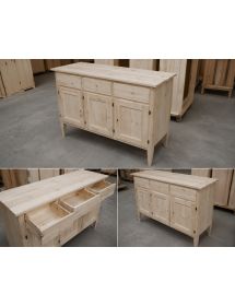 Credenza 3 porte 3 cassetti Legno grezzo 105x42x82 (963)
