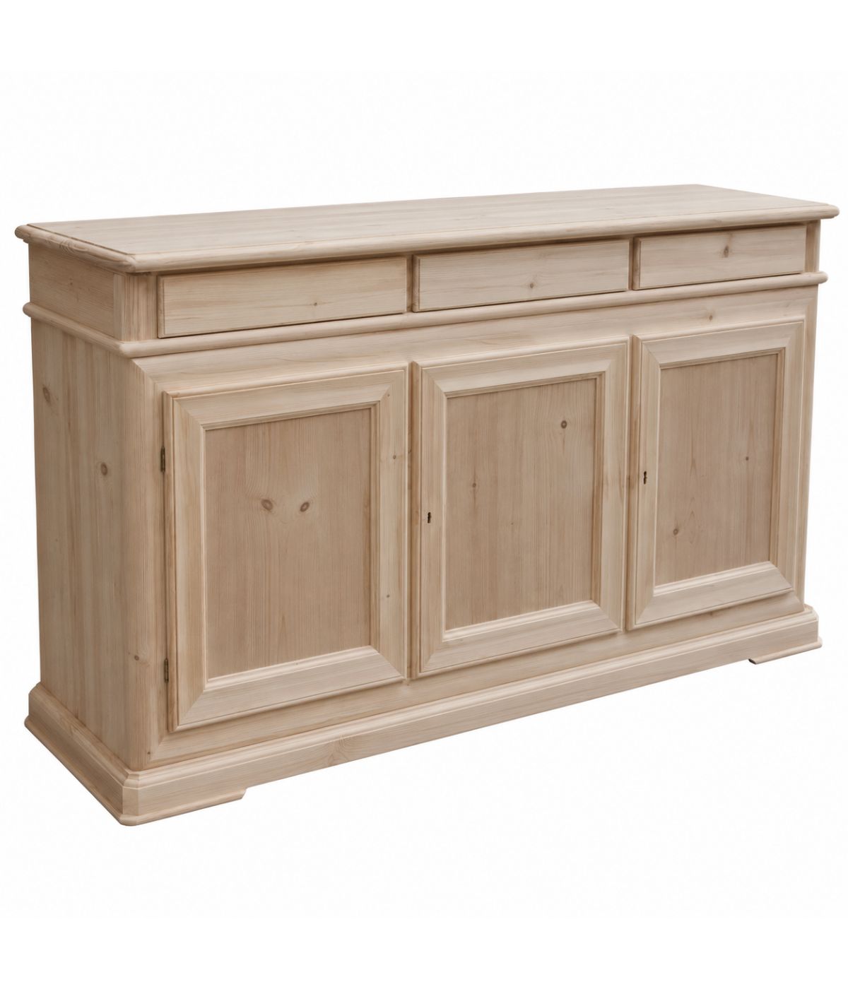 Credenza 3 porte 3 cassetti Legno grezzo 180x48x100 (3074)