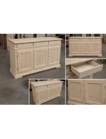 Credenza 3 porte 3 cassetti Legno grezzo 180x48x100 (3074)