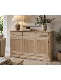 Credenza 3 porte 3 cassetti Legno grezzo 180x48x100 (3074)