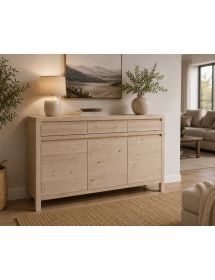 Credenza 3 porte 3 cassetti Legno massello di abete grezzo 150x50x95 (3321)