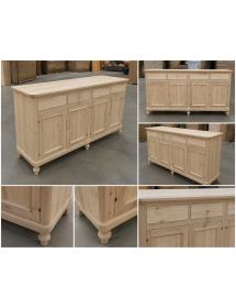 Credenza 4 porte 4 cassetti arte povera Legno tinta noce 198x50x107
