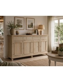 Credenza 4 porte 4 cassetti Legno grezzo 198x50x107 (1620)