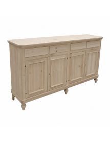 Credenza 4 porte 4 cassetti arte povera Legno tinta noce 198x50x107