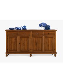 Credenza 4 porte 4 cassetti arte povera Legno tinta noce 198x50x107