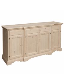 Credenza 4 porte 4 cassetti Legno grezzo 200x45x93